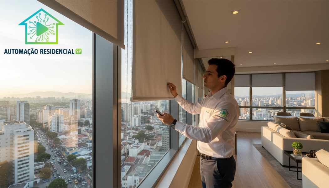 Equipe técnica especializada automação cortinas